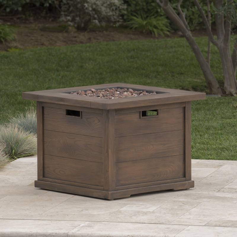 Cozy Brown Square Gas Fire Pit