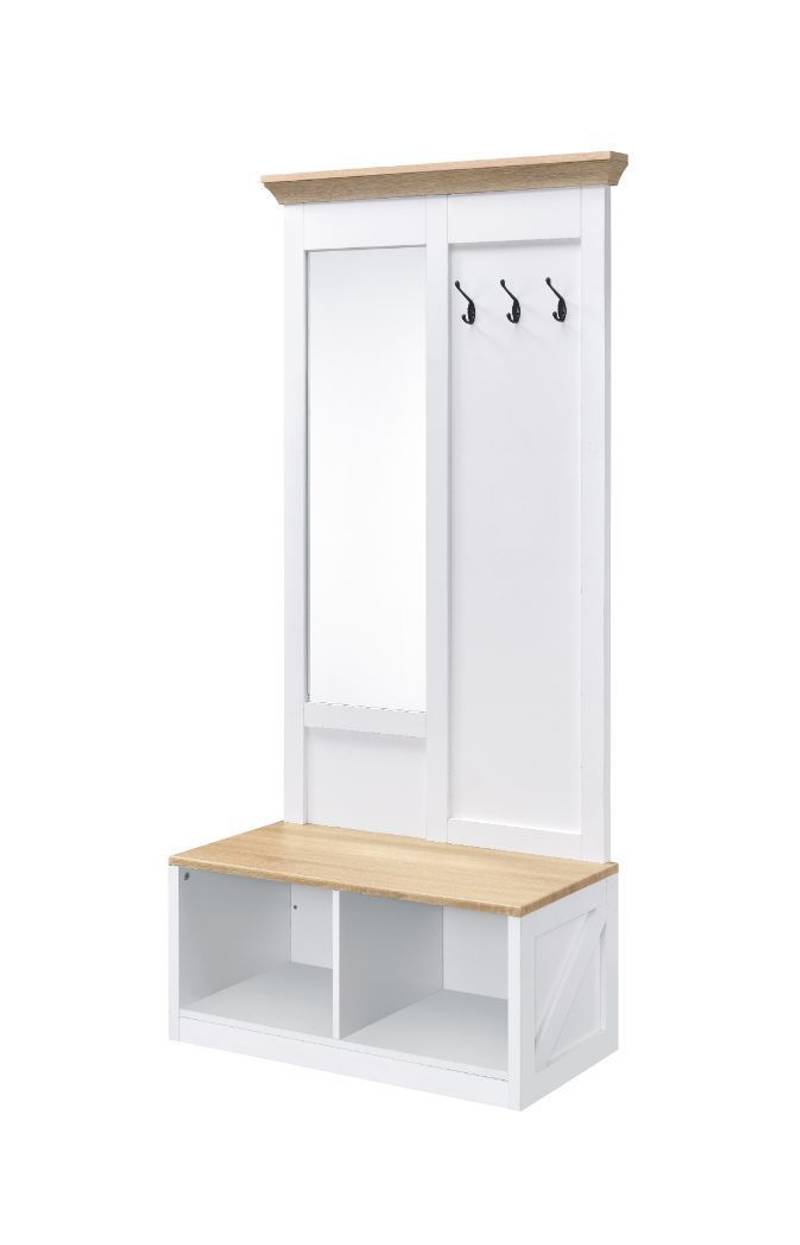 Melati Hall Tree: Stylish Storage in Light Oak and White