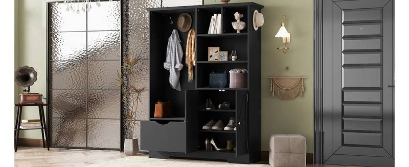 Chic Hallway Organizer with Bench and Storage