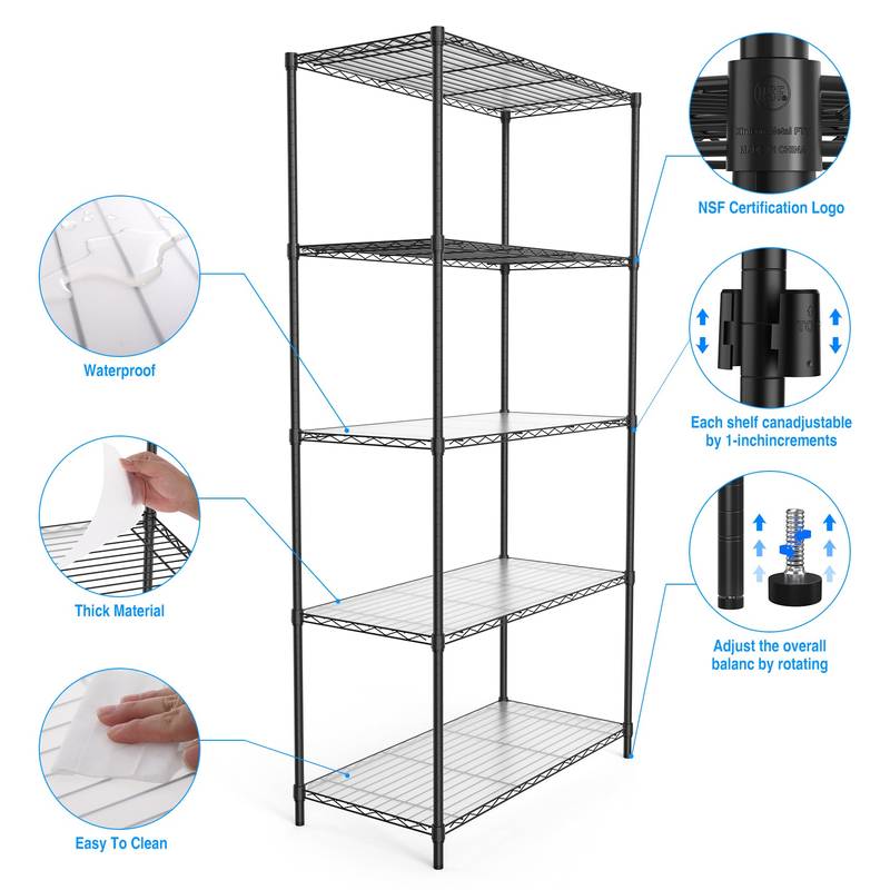 MaxiSpace 5-Tier Wire Shelf Unit