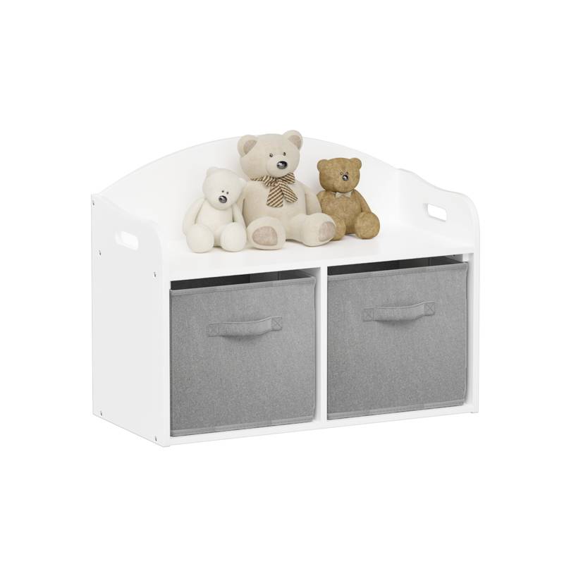 Whimsical Wooden Toy Chest & Bench with Fabric Drawers