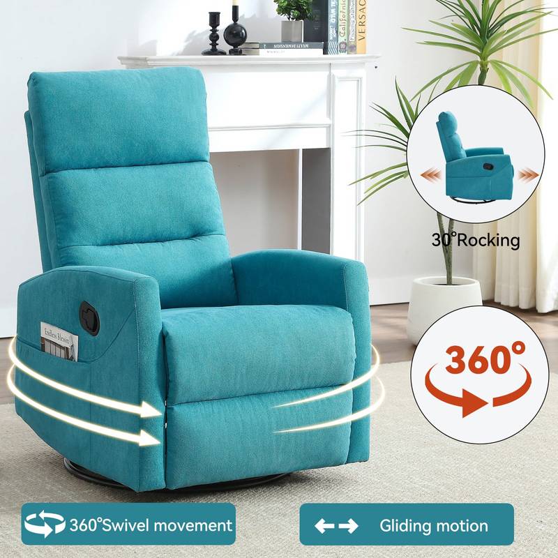 Cozy Blue Rocker Recliner Chair