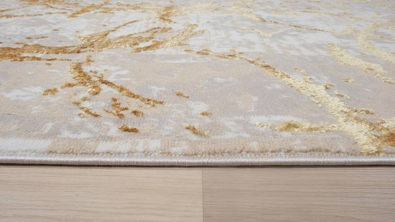 Beige & Gray Luxe Circle Area Rug