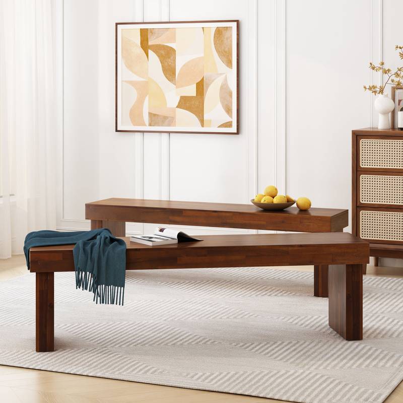 Cozy Wooden Bench Duo