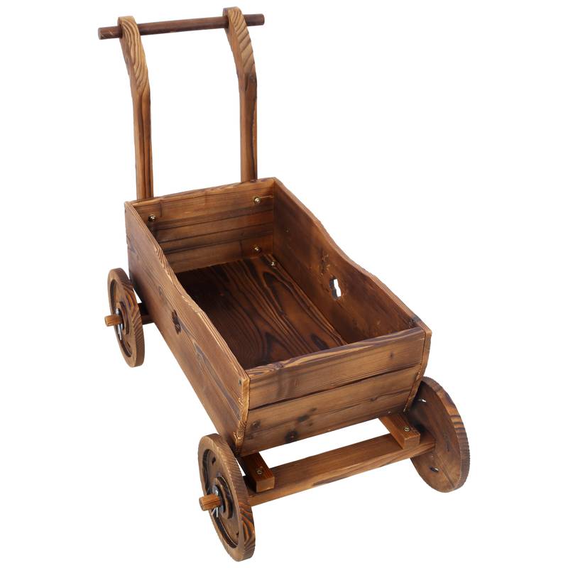 Rolling Wooden Garden Cart