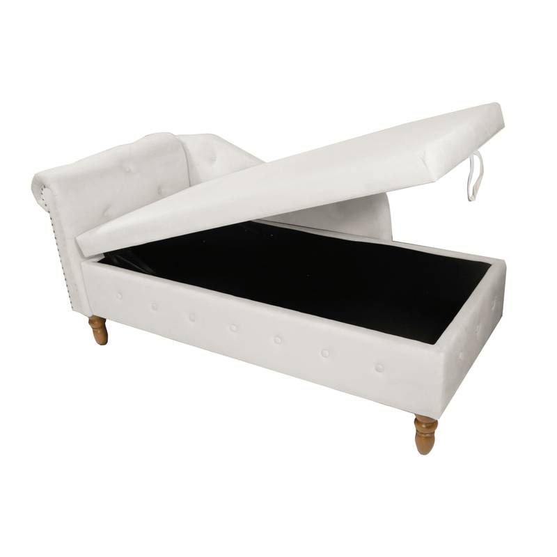 Cozy Velvet Chaise with Storage and Pillow