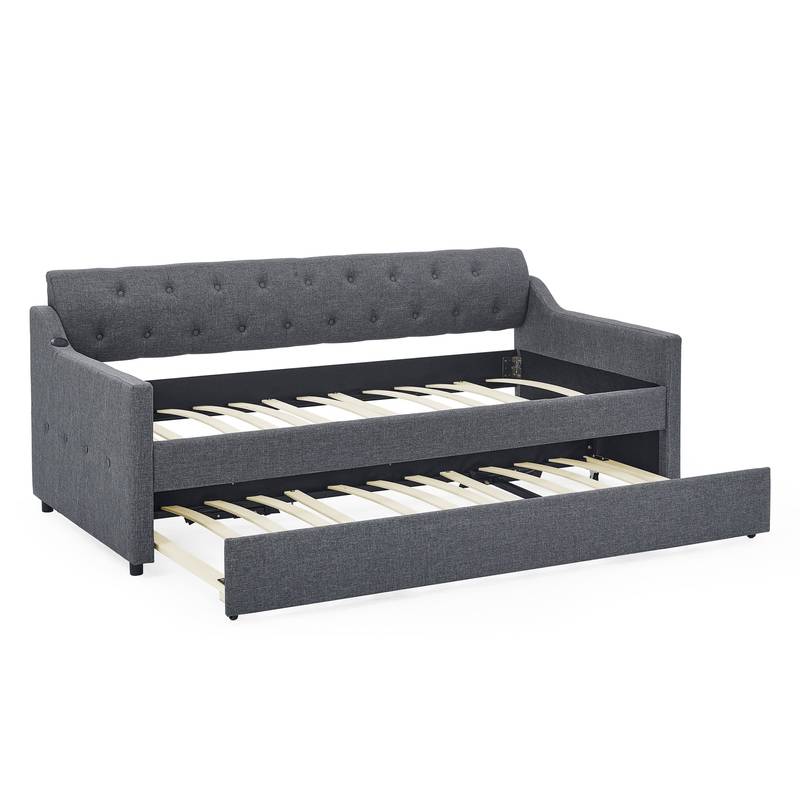Chic Twin Daybed with Trundle and USB Charging