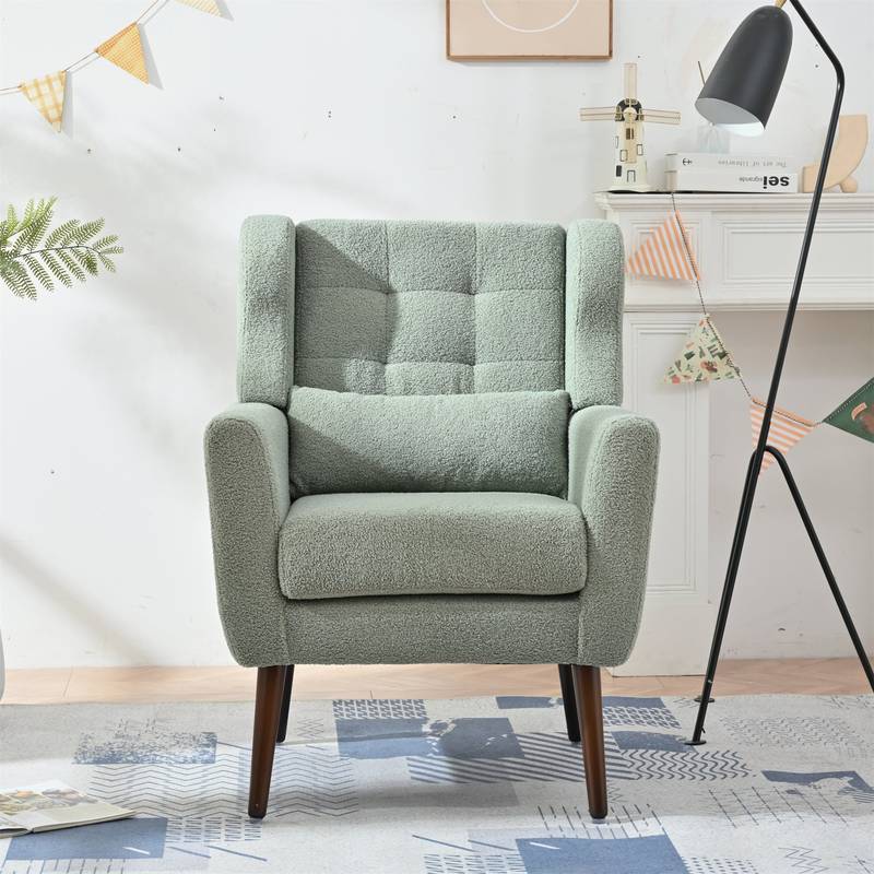 Cozy Teddy Accent Chair - Stylish Lounge Armchair in Light Green