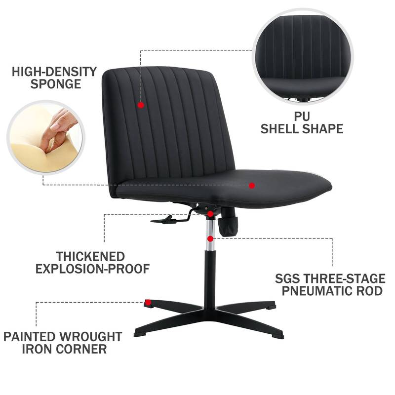 Sleek Black Adjustable Swivel Chair for Home & Office