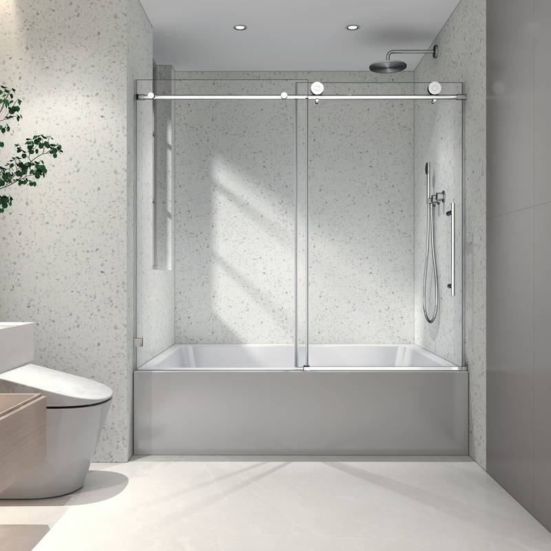 Sleek Glide Frameless Shower Door with Soft Close and Easy Clean Technology