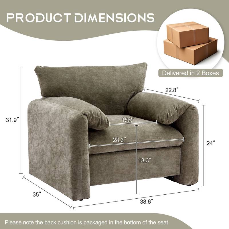 Cozy Green Chenille Lounge Chair