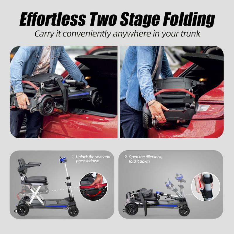 Blue Folding Scooter for Easy Travel - Perfect for Seniors!