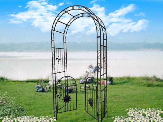 Elegant Garden Arch with Doors - Perfect for Climbing Plants and Special Events