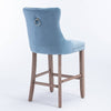 Chic Velvet Barstools with Tufted Detail - Set of Two (Light Blue)