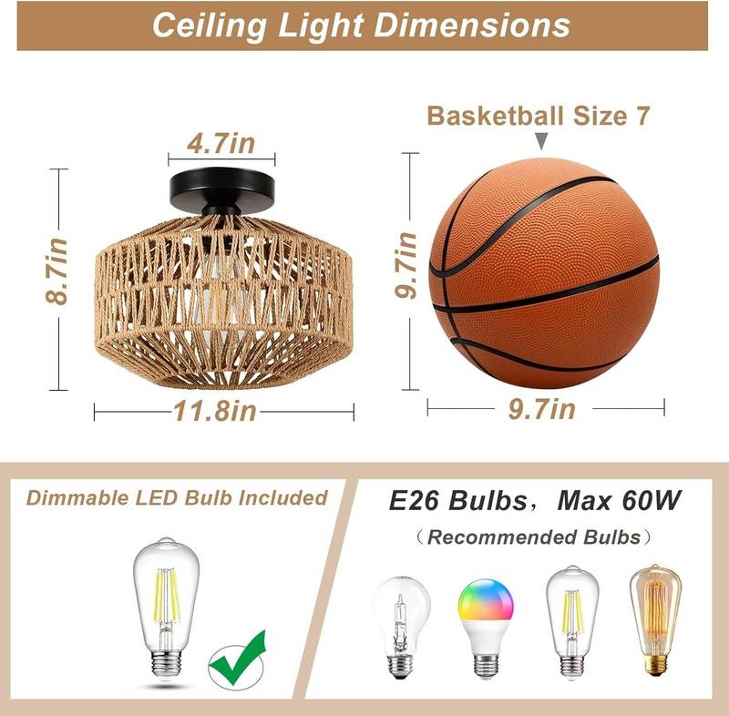 Chic Boho Rattan Ceiling Light