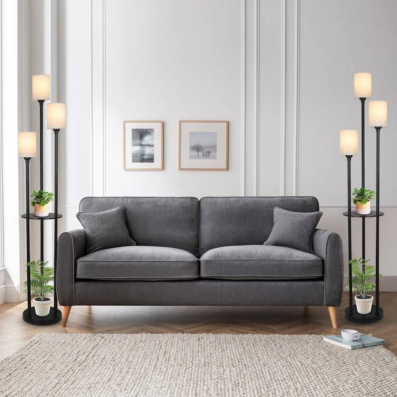 Luxe Glow Floor Lamp with Shelves