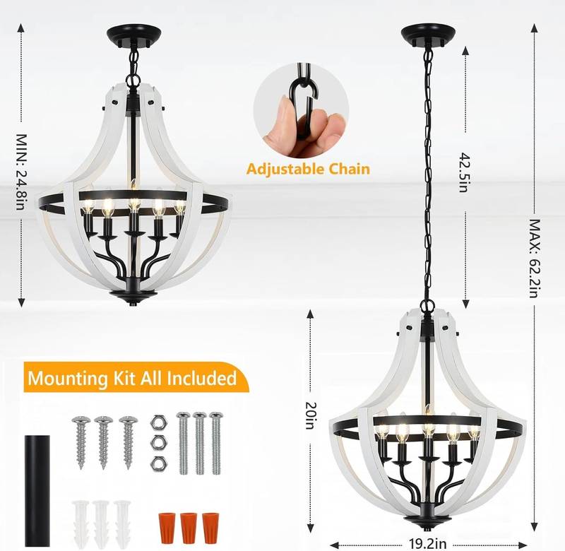 Charming White Wood Chandelier Lights