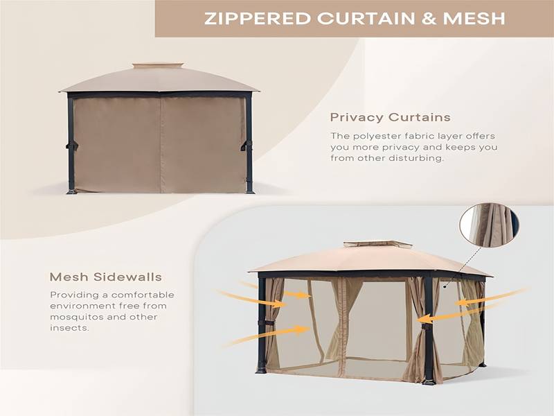 Cozy Retreat Gazebo with Bug Net & Sunshade