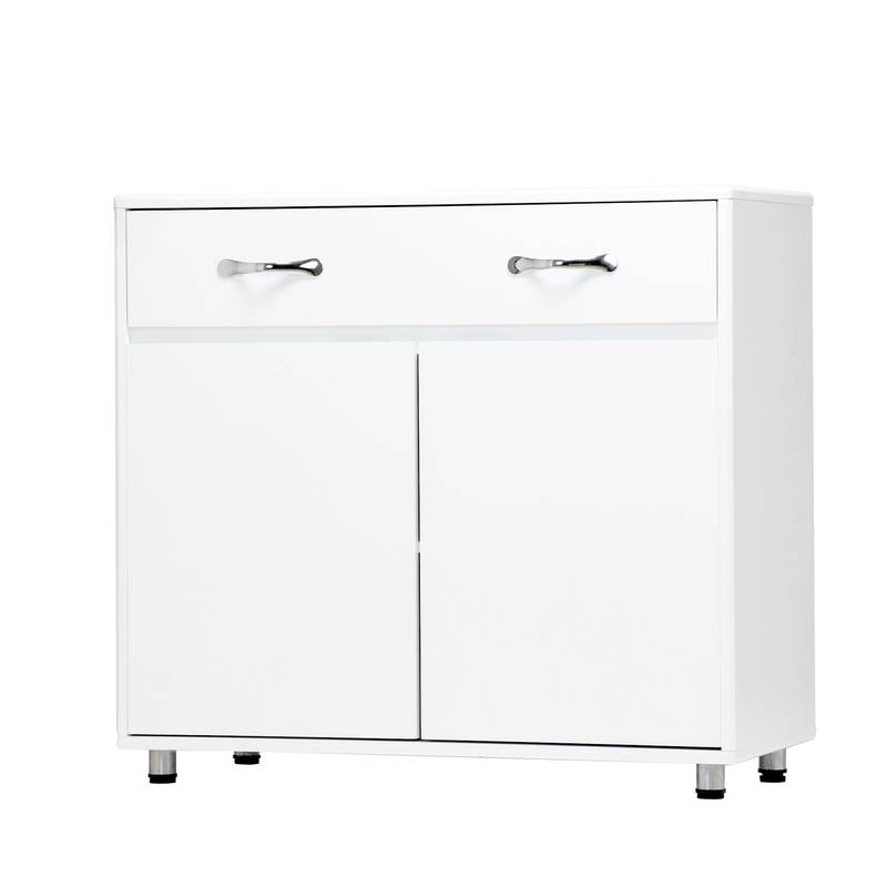 Chic White Two-Door Side Table