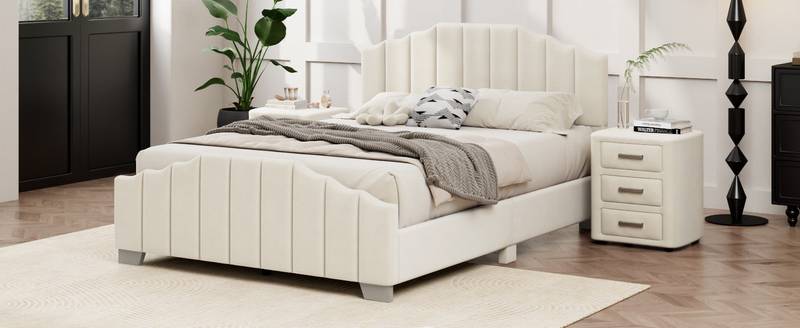 Lavish Velvet Bedroom Set with Tufted Bed & Chic Nightstands