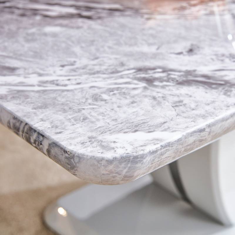 Elegant Gray Marble Coffee Table with Silver Accents