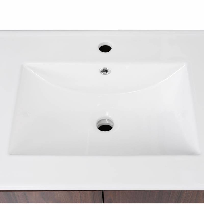 Chic Walnut Bathroom Vanity with Soft-Close Doors