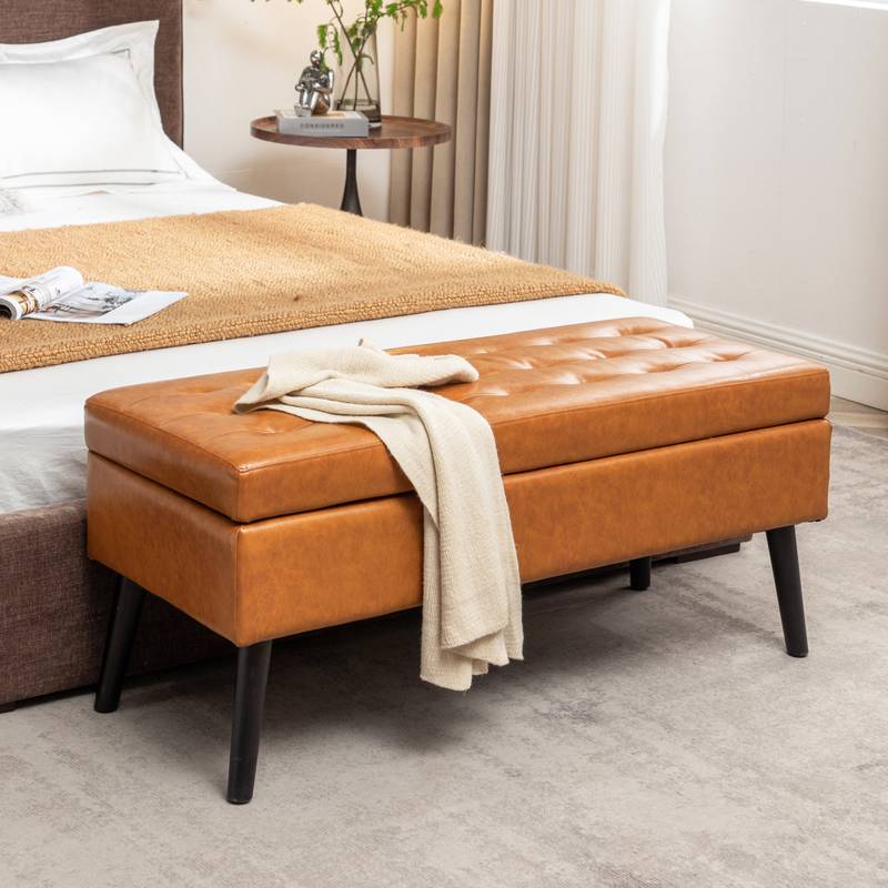 Stylish Leather Storage Bench