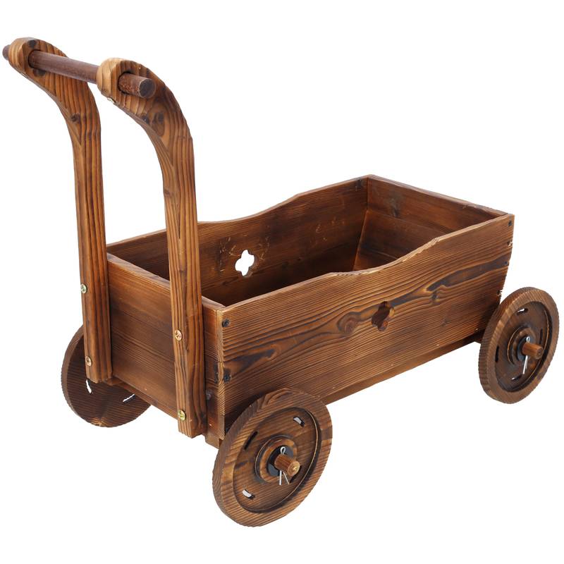Rolling Wooden Garden Cart