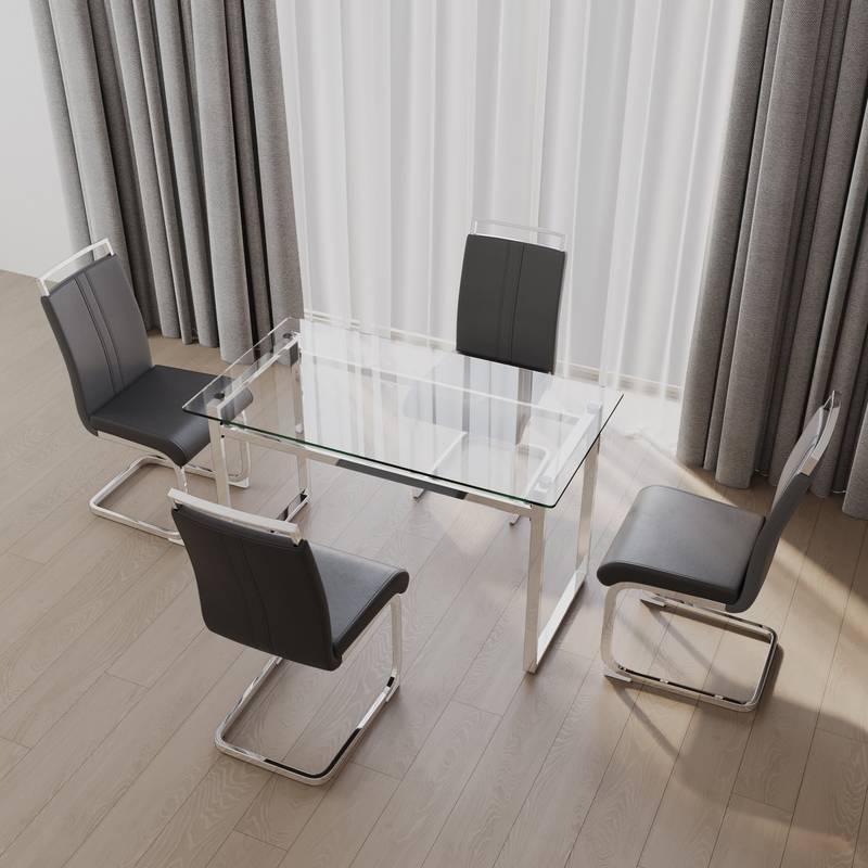 Elegant Glass Dining Set for Four