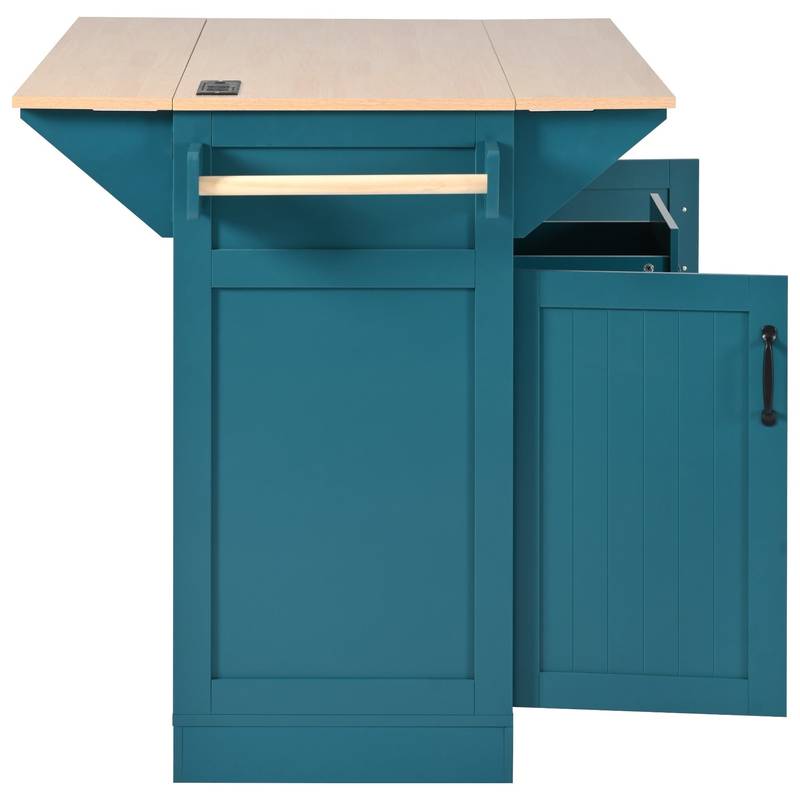 Versatile Rolling Kitchen Island with Drop Leaves and Power Outlet