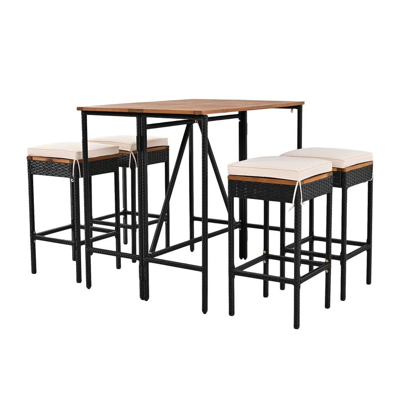Cozy Acacia Bistro Set with Cushions