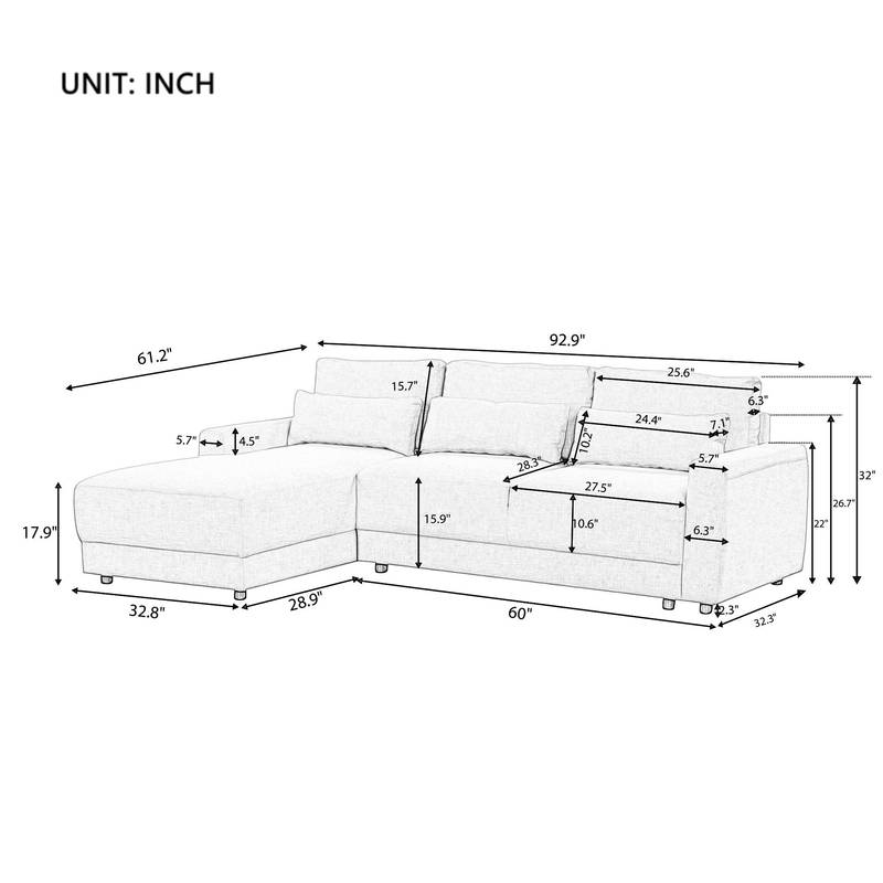 Cozy Corner Modular Sofa with Removable Cushions and Pillows