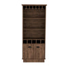 Dundee Tall Glass Bar Cabinet with Shelves and Cubbies
