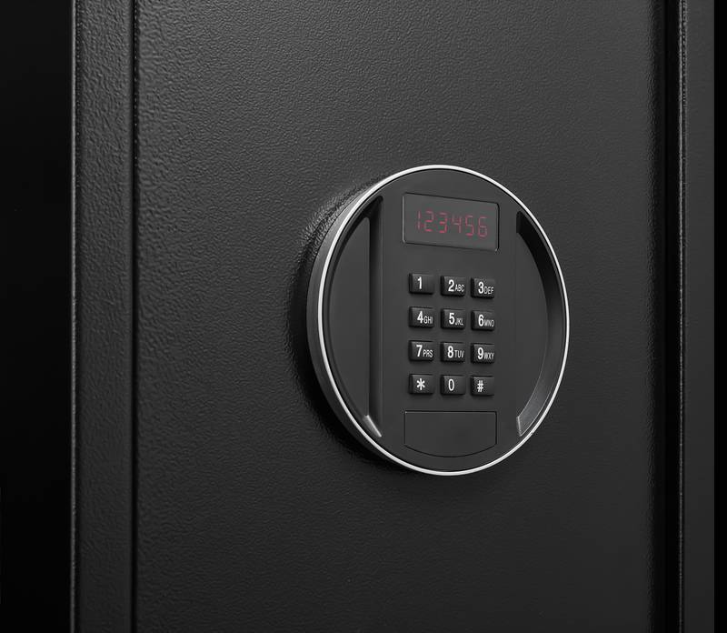 Black Steel Gun Safe with LED Lights & Removable Shelf