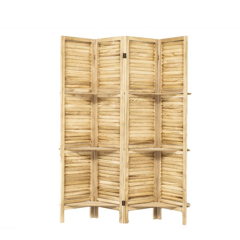Chic Wood Room Divider with Shelves