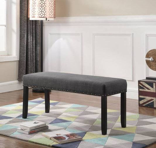 Chic Grey Dining Bench with Nailhead Accent