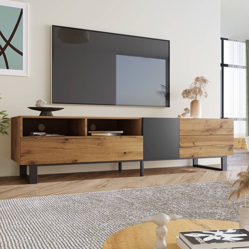Sleek TV Stand with Ample Storage for Ultimate Entertainment