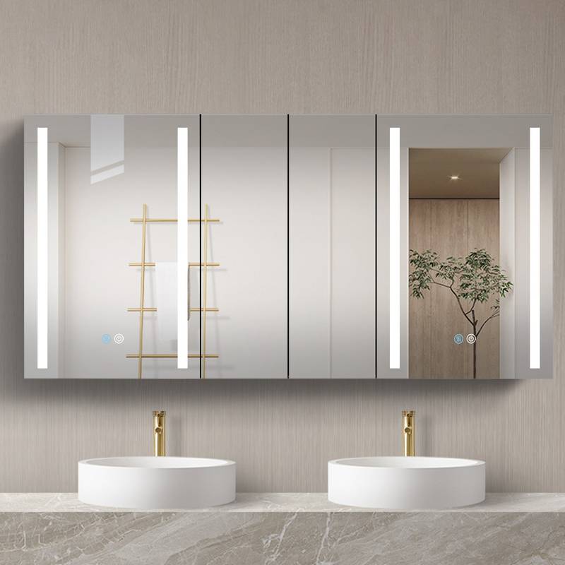 Sleek LED Bathroom Mirror Cabinet with Defogger and Dimmer