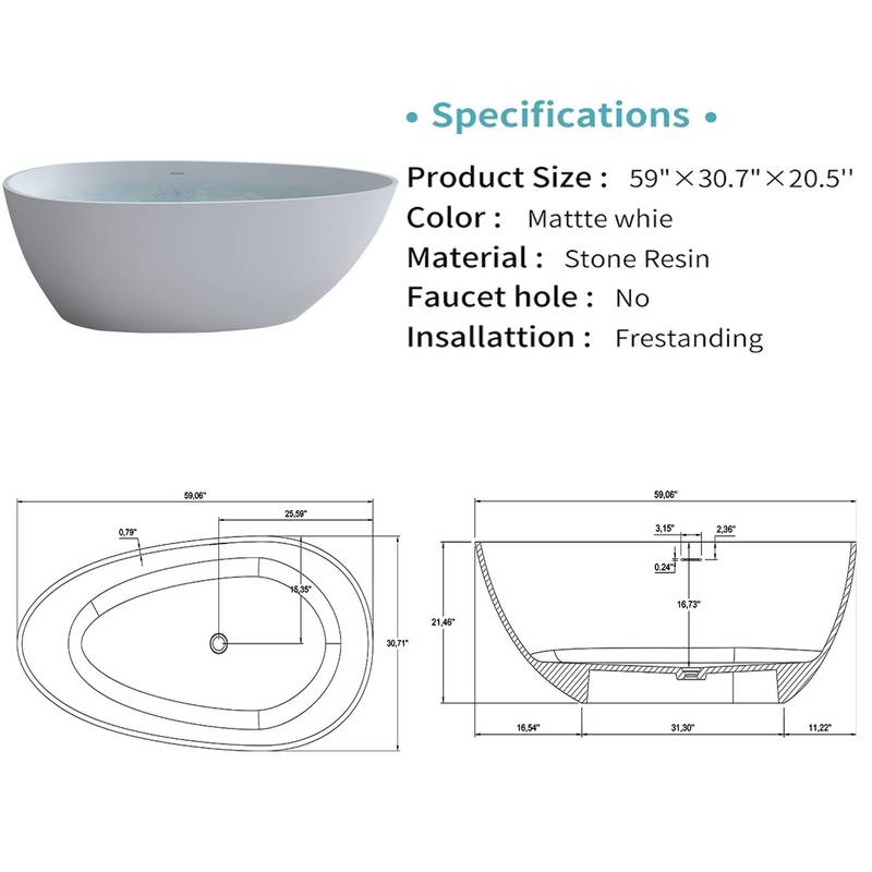 Elegant Matte White Freestanding Soaking Tub