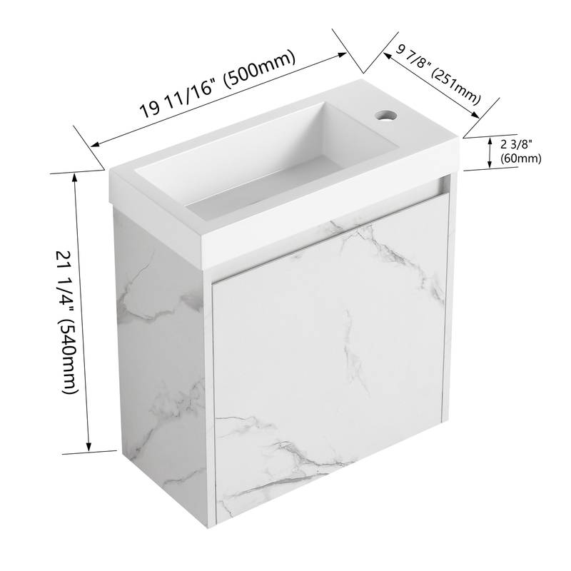 Chic Wall-Mounted Bathroom Vanity with Resin Sink & Quiet-Close Door