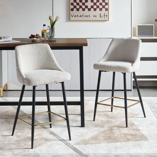Chic Beige Swivel Bar Stools - Set of Two