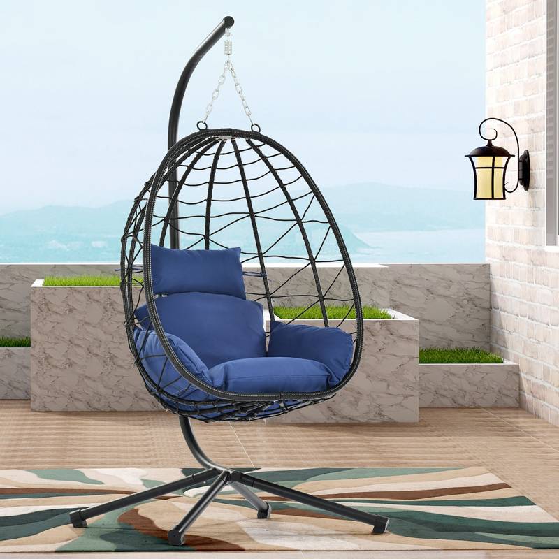 Cozy Swing Egg Chair with Stand for Indoor and Outdoor Relaxation