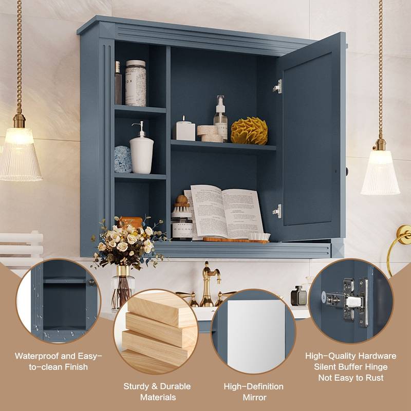 Sleek Wall-Mount Bathroom Cabinet with Mirror & Shelves