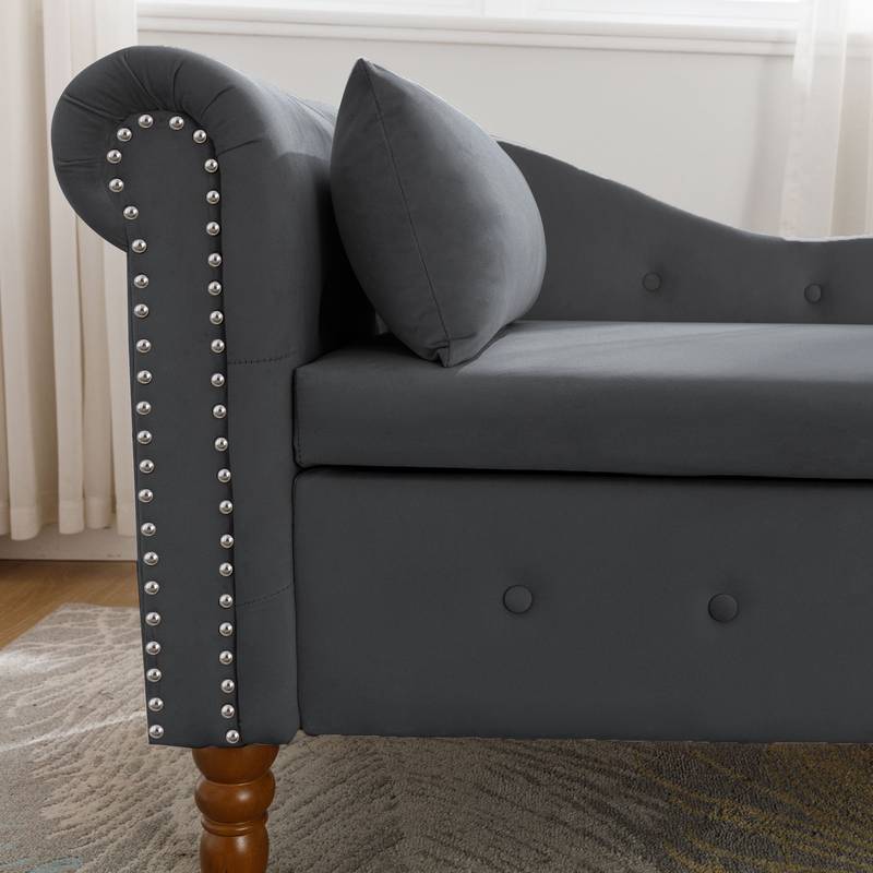 Velvet Dream Lounge Chair with Storage & Pillow