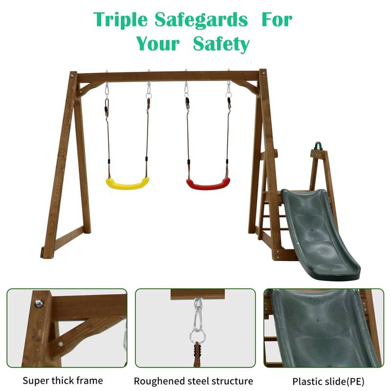 Adventure Swing Set with Slide & Climbing Fun