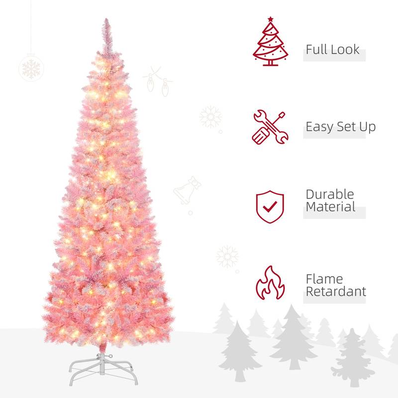 Charming Snowy Pencil Christmas Tree with Warm Lights
