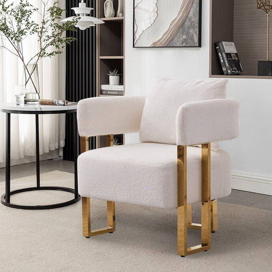 Chic Teddy Fleece Side Chair with Gold Legs