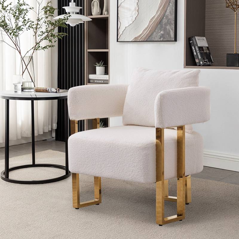 Chic Teddy Fleece Side Chair with Gold Legs