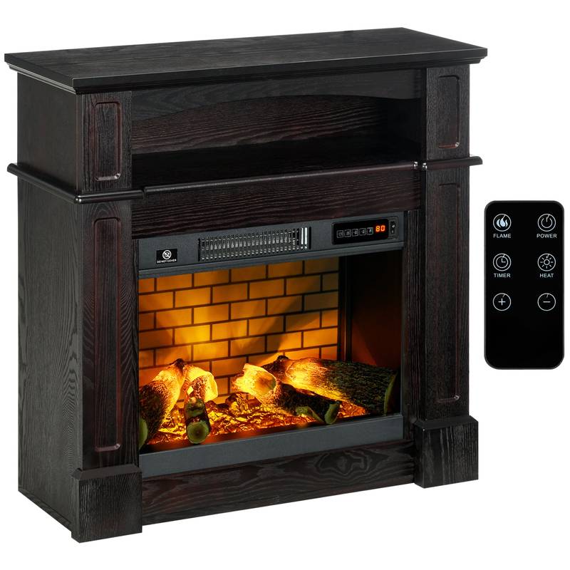CozyGlow Electric Fireplace with Remote & Shelf