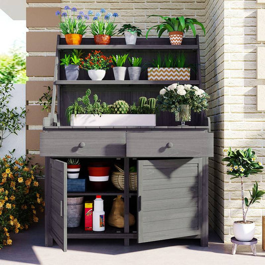 TOPMAX 65-Inch Garden Potting Station - Stylish Storage & Workspace